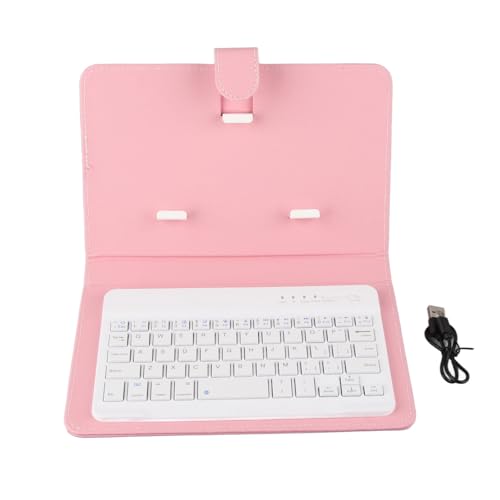 Funda con teclado rosa y soporte de teléfono resistente a los arañazos 5