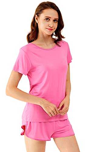 Image of WiWi Viscose from Bamboo Pajamas Set for Women Super Soft Short Sleeve Cooling Summer Plus Size Pjs Sets Sleepwear S-4X