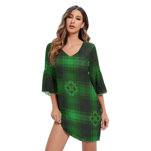 Robe hawaïenne verte et noire en mousseline pour vos soirées d'été