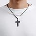 DuoDiner Black Cross Necklace for Men Boys Pendant Chain American Flag Joshua 1:9 Baptism Religious Christian First Communion Confirmation Jewelry Christmas Graduation Gifts Him Teenage Boys Age