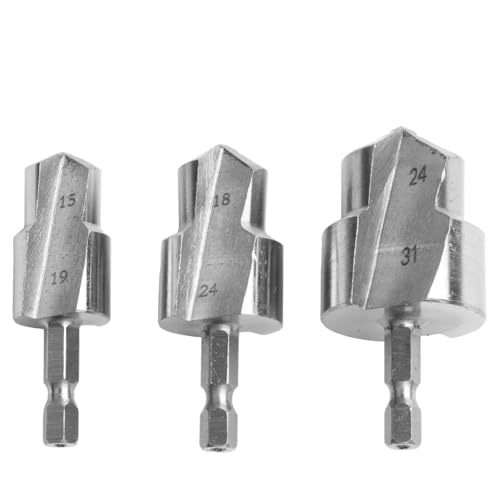 3 brocas escalonadas HSS con vástago hexagonal de 6,35 mm para expansión de tuberías de agua, compatible con taladros eléctricos