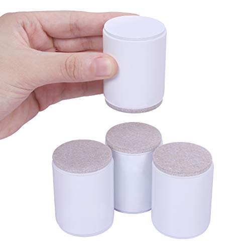 AIRUJIA Elevadores de Muebles elevadores de Acero al Carbono de 10 cm, DiáMetro de 6 cm, Autoadhesivos y Resistentes de Que AñAden 10 cm de Altura a Las Camas, SofáS, Soporta 9 kg(Redondo, Blanco) Cover