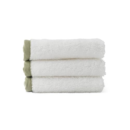 Image of Lalo Baby Washcloths 3-Pack - 100% Organic Cotton, Soft & Absorbent, Gentle on Sensitive Skin, Machine Washable Soft Kids Washcloths - Sage