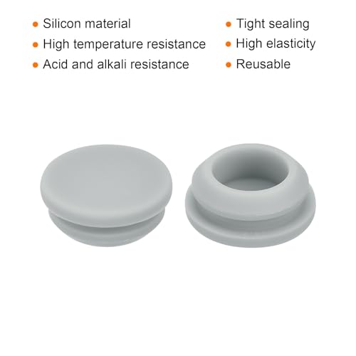 Image of MECCANIXITY 16pcs Silicone Snap in Locking Hole Plugs,14mm /0.6 Inch Mounting Diameter Narrow Groove Width 2mm Panel Seal Cover Round for Kitchen Bulkheads Waterproof Sealing Plugs Grey