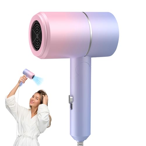 Secador Pelo, Secador Pelo Profesional Plegable con Botón de Frío y Calor, Secador Pelo Ionico con 3 Temperaturas 2 Velocidades, Secador Pelo Rizado con Boquilla de Cabeza de Soplado (Azul polvo)