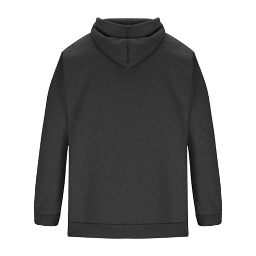 Hoodies for Men Fall Winter 2025 Trendy Pullover Hooded Sweatshirt with Pockets Solid Oversized Long Sleeve Jacket Dark Gray3