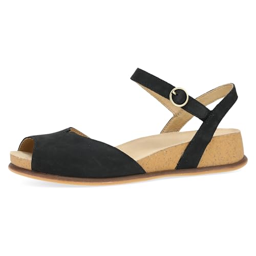 Dansko Cass Peep-Toe Wedge Sandal for Women –Low Profile Wedge with Arch Support, Adjustable Fit for Walking Comfort