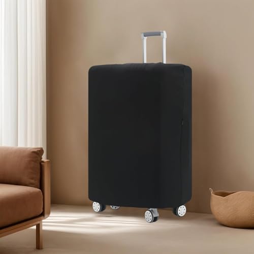Image of Plain Polyester Suitcase Cover Stretchable Trolley Bag Protective Cover Dust and Scratch Resistant Luggage Cover for Travel (Plain-Black-L)