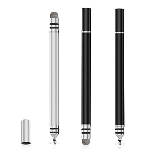 Stylus Pens, UROPHYLLA Precision Fine Point Stylus, 2 in 1 Capacitive Stylist Pens for for iPad, iPhone, Tablet, Laptops and Other Touch Screens with 7 Replacement Tips (Black/Silver)