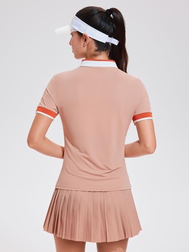 Image of Tennis Skirt Sets for Women Zipper Color Block High Waisted Golf Polo Two Piece Skirt Set Women 2 Piece Outfits