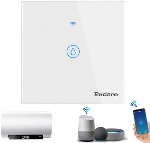 Redare Smart Water Heater Switch,20A 4400W WiFi Smart Boiler Switch,Heavy Duty WiFi Pump Controller for Pool Pump, Water Heater, Air Conditioner, Compatible with Alexa Google Home (Tuya 20A, White)