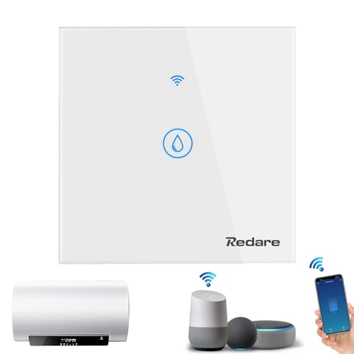 Redare Smart Water Heater Switch,20A 4400W WiFi Smart Boiler Switch,Heavy Duty WiFi Pump Controller for Pool Pump, Water Heater, Air Conditioner, Compatible with Alexa Google Home (Tuya 20A, White)