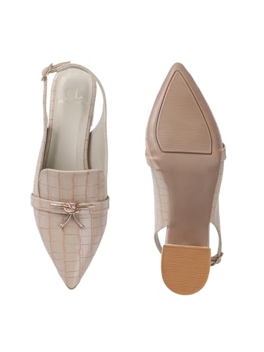 Image of Carlton London Women Comfortable Block Heel Pointed Toe Slingback Fashion Shoes for Party, Office use, Casual use