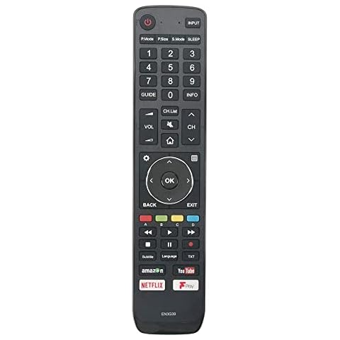 Replacement Hisense TV Remote Control for EN3G39 Hisense remote Control LCD LED SMART TV - H43A6250UK H49N5500UK H49N5700UK H49N6600UK H50A6250UK H50N5900UK H55A6200UK - NO SETUP REQUIRED Cover