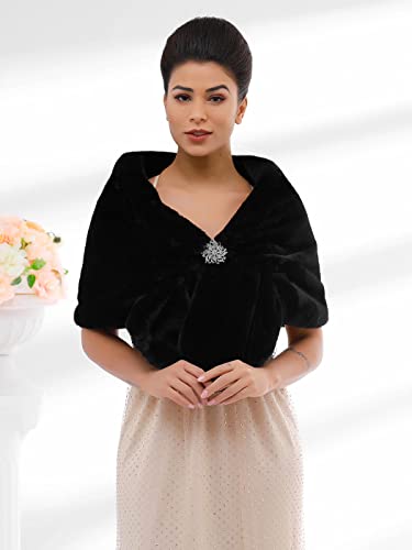 Jovono Women's Wedding Fur Wraps and Shawls Bridal Fur Stole and Scarves for Bridesmaid3