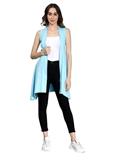 Image of NIMBLE Women's Open Front Sleeveless Cotton Long Shrugs | Modern Fashionable Cardigan for Casual & Formal Wear | Comfortable & Stylish Outerwear For Party