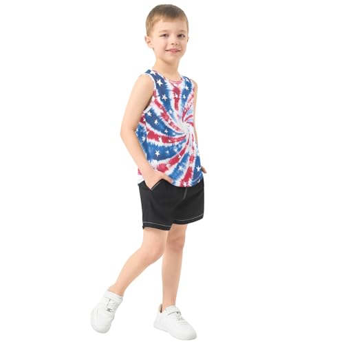 Boys' Tank Top Shirt Red Blue White Swirl Sleeveless T-Shirts4