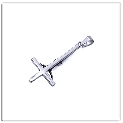 Xusamss Punk Titanium Steel Inverted Cross Pendant Skull Necklace,24inches Chain4