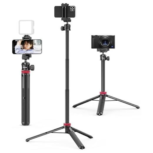 ULANZI MT-44 Perche à Selfie Bluetooth 147 cm, 2 en 1 Portable Trépied pour Smartphone Appareils Photo avec 360° Rotule, Support pour Téléphone, 1/4" Filetage, Tripod Compact pour Sony Samsung iPhone