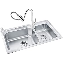 Bar Sinks 304 Stainless Steel 875mm Super Large Indoor Double Slot Sink for Bar Counter with Pull-Out Anti-Fingerprint Faucet