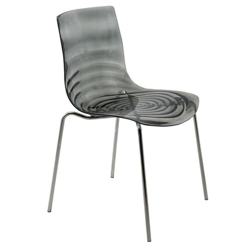 Image of LeisureMod Modern Acrylic Lucite Dining Chair with Metal Legs Accent Side Chair for Dining Room, Contemporary Kitchen, Small Spaces, and Office in Transparent Black