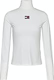Tommy Hilfiger Damen Tjw Slim Badge Rollkragen L/S Strickoberteile, White, S