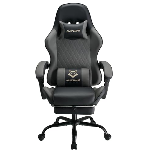 Play haha.Ergonomic reclining seat with footrest adjustable headrest and lumbar cushion high back support padded armrests PU leather finish for gaming home or office use - Image 5