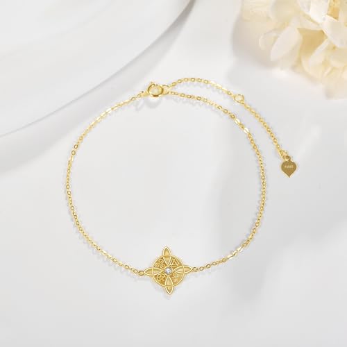 14K Solid Gold Dragonfly/Witches Knot Bracelet Real 14K Yellow Gold Witch Jewelry Gifts for Women4