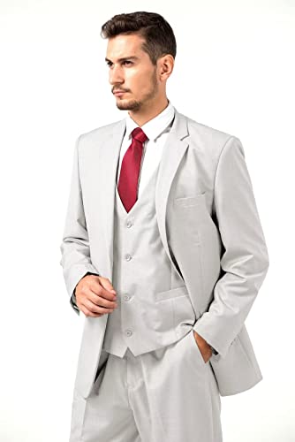 Men Slim Fit Suits 3-Piece Classic Ivory Tuxedo Formal Wear For Men Wedding Prom Dress Suit Jacket Pants Set #TOP7