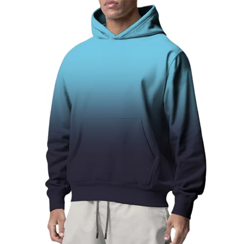 Men's Hoodie Long Sleeve Gradient Sweatshirt Casual Loose Fit Athletic Hooded Pullover Fashion Hippie Tops with Pocket