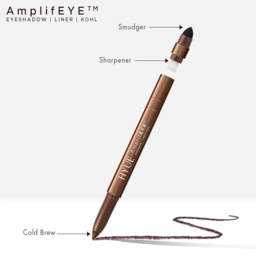 Image of HYUE AmplifEYE 3-in-1 EYE Crayon | Eyeshadow - Liner - Kohl | Cold Brew | Creamy Multi-Use Stick with in-built Sharpener and Smudger | High-Pigment Formula with Vitamin E & Jojoba Oil