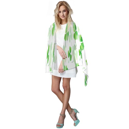 Tavisto Clover Leaf Green Long Scarf Lightweight Scarves Sunscreen Silk Shawl Wraps Fashion Scarf Neckerchief for Women Men4
