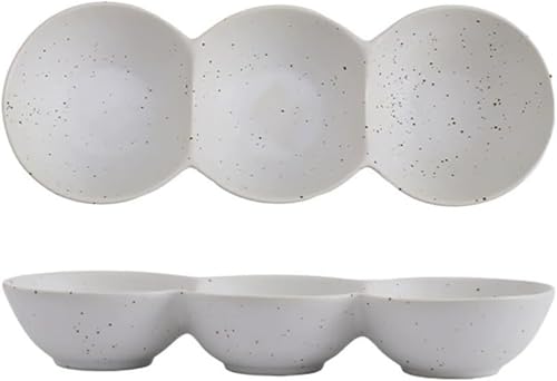 Conutoo 丸型 窯変 陶器 付出皿 仕切り 醤油 焼き肉 タレ皿 焼肉 調味料 副菜 タレ入れ 薬味入れ 料亭 旅館 和食器 お供に 食洗器 電子レンジ対応 ギフト おしゃれ 飲食店 居酒屋 業務用 (ホワイト)