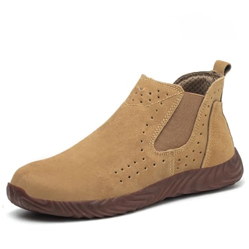 Steel Toe Work Boots for Men,Slip-on Work Boots,Men's Industrial & Construction Shoes,Waterpoof Safety Boots,Non-slip,Comfortable,Lightweight