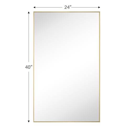 Image of TEHOME Gold Bathroom Vanity Mirror with Squared Corners, 24x40'' Brushed Brass Rectangle Stainless Steel Metal Framed Mirror for Bathroom
