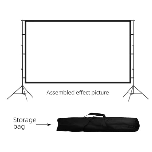 Pantalla de proyección para cine en casa con soporte, pantalla HD portátil de 100 pulgadas con funda de transporte miniatura 4