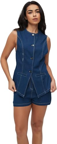 トップス gourmet jeans vest Womens Denim Vest Sleeveless V neck Jean Suit Waistcoat Vest