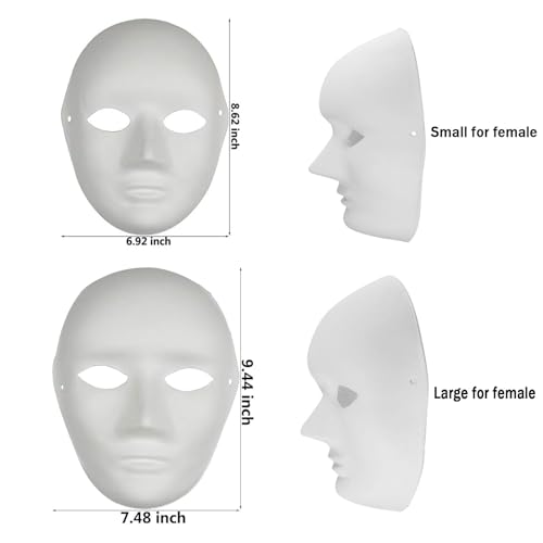 12pcs Masks Hand-painted DIY Blank Full Face Masks, Paper Material Mask, Colourable Paper Masks, Masquerade Masks, Mardi Gras Masks, Halloween, Adult Mask Props, Party Full Face Masks