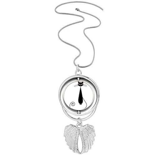 Collier ailes d'ange pour Halloween avec chat noir à porter pour vos soirées à thème