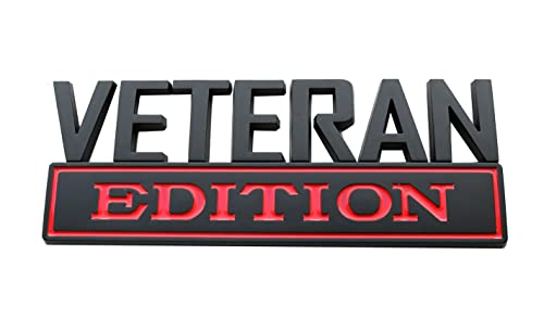 Image of 1x 7 Large Veteran Edition VA Emblem Badges Decal Car Flag Military Replacement for F150 F250 F350 Chevy Silverado 1500 2500 Chevrolet C10 C15 (Black Red)