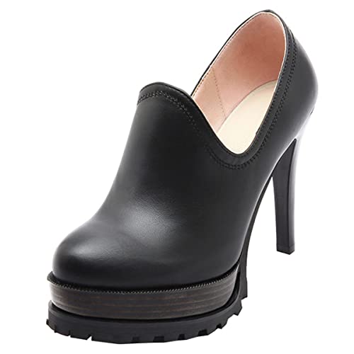 Betastella Women's Stiletto Platform Ankle Booties High Heel Pumps With Side Zip