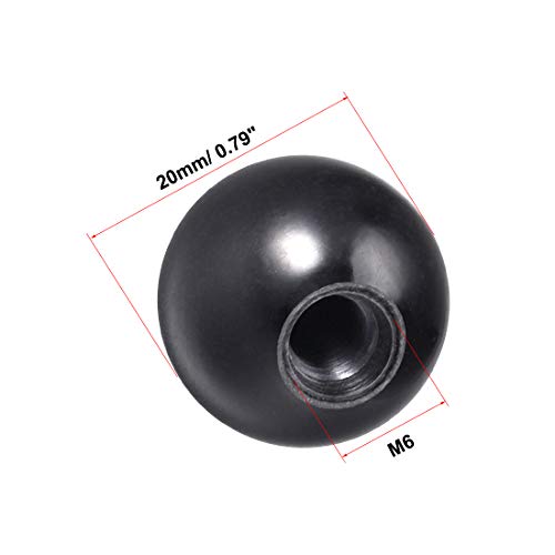 uxcell 4Pcs Thermoset Ball Knob M6 Female Threaded Machine Handle 20mm Diameter Smooth Rim Black - Thumbnail 2