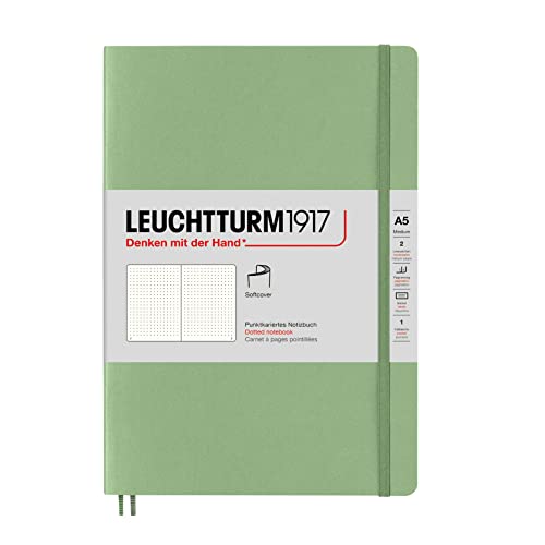 LEUCHTTURM1917 361592 Notizbuch Muted Colours (A5) Softcover Salbei Dotted