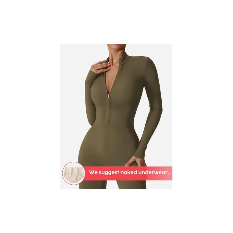 YEOREO-Women-Long-Sleeve-Workout-Jumpsuit-Zip-Up-Romper-Bottom-Pants-Bodysuit-Bodycon-Sexy-One-Piece