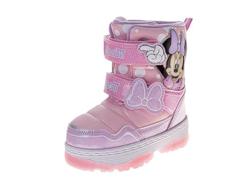 Josmo Kids Cartoon Character Winter Boots with LED Lights - Water Resistant Snow Boots for Girls - Pink (size 7 Toddler)