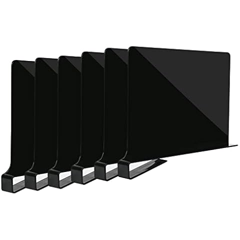 Hiziwimi 6PC Black Acrylic Shelf Dividers, Multi-Functional Shelf Separator, Adjustable Clothing Organizer, Organizer for Storage, Wood Closet, Kitchen and Office Shelves (Black-6pc) Cover