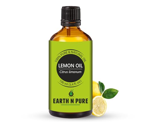 Image of Earth N Pure Lemon Essential Oil 100% Pure & Natural | for Diffuser, Aromatherapy, Skin Care, Hair Care & Cleaning | Citrus Aroma for Fresh Mood & Home Use | Undiluted Therapeutic Grade - 100ml