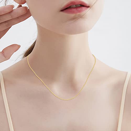 KECHO Rolo Link Chain 14k Solid Yellow Gold 0.8MM Thin Rolo Chains Necklace Thin And Lightweight Jewelry Gifts for Women4