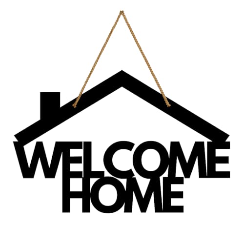 Image of GENXTRA Welcome Home Wall Decor- Black | MDF Wall Hanging Signs for Home Entrance, Drawing Room, or Balcony | Decorative Plaques for House (HOME 03)