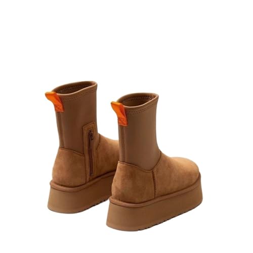 Turn Fur Snow Boots for Women Winter Short Boots with Thick Elastic Soles Women's Winter Booties with Muffin Bottoms Black Maroon Brown Fur Snow Boots3